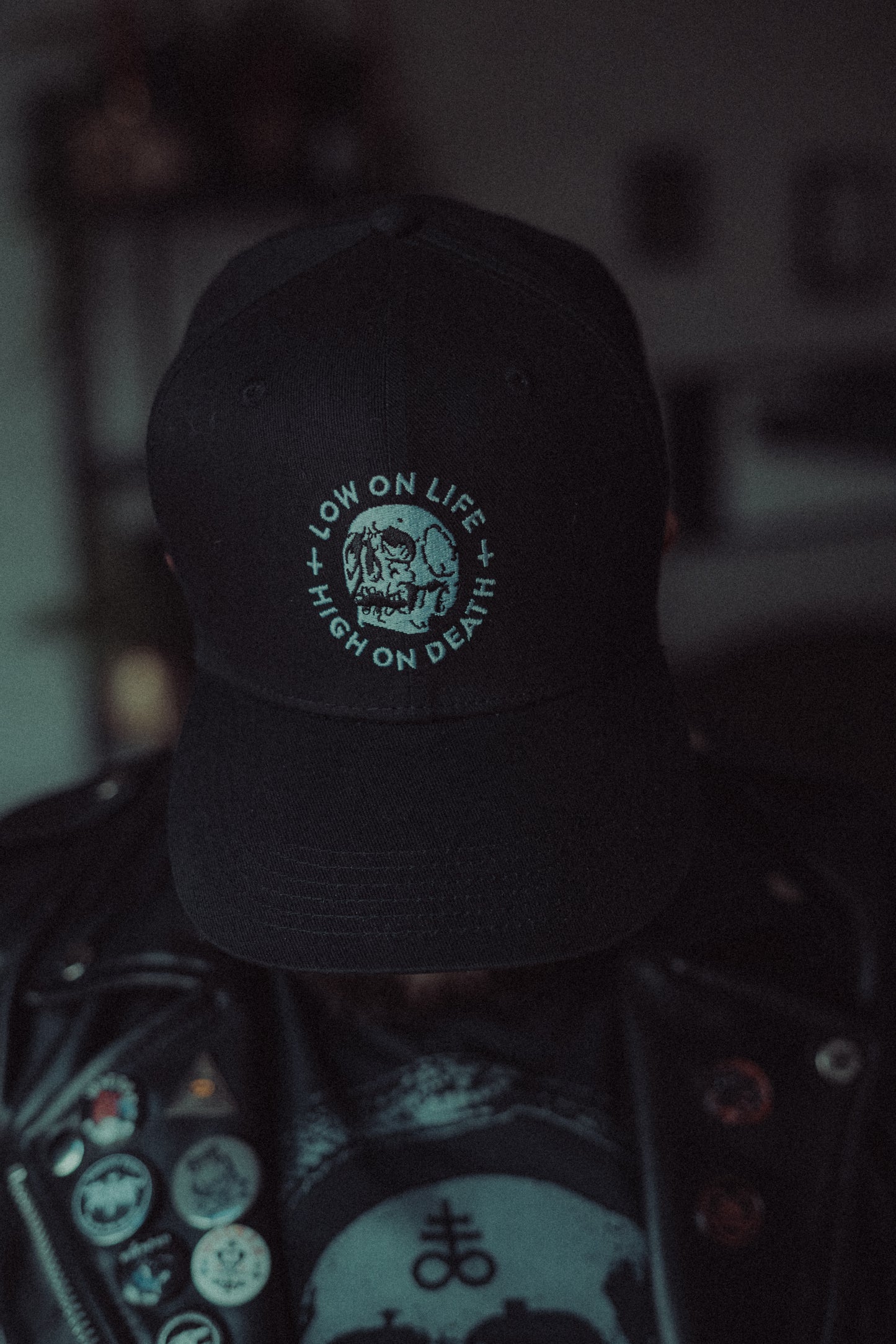 Low on life high on death, embroidered snapback hat, trucker cap - SNAPBACK HAT