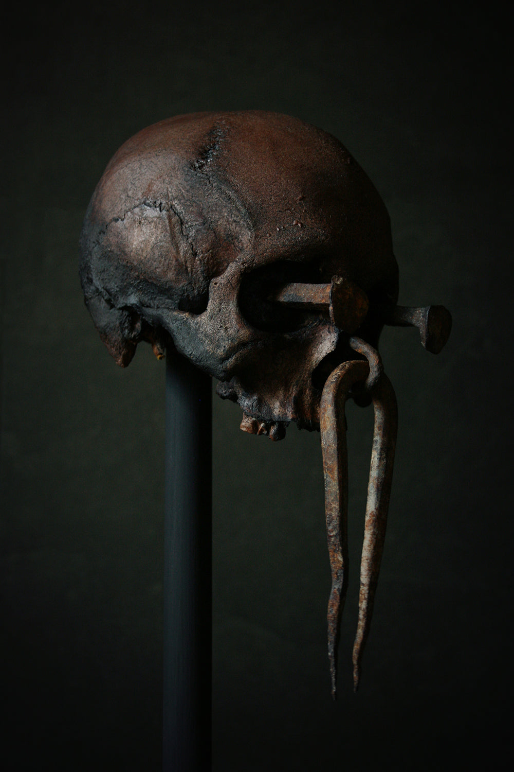 Skull mixed media sculpture "Sacred spirit guardian Moorth" - SCULPTURE