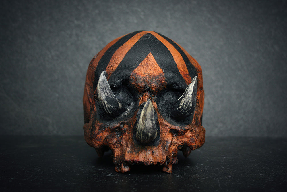 Skull mixed media sculpture "3 sins 3 kills" - SCULPTURE