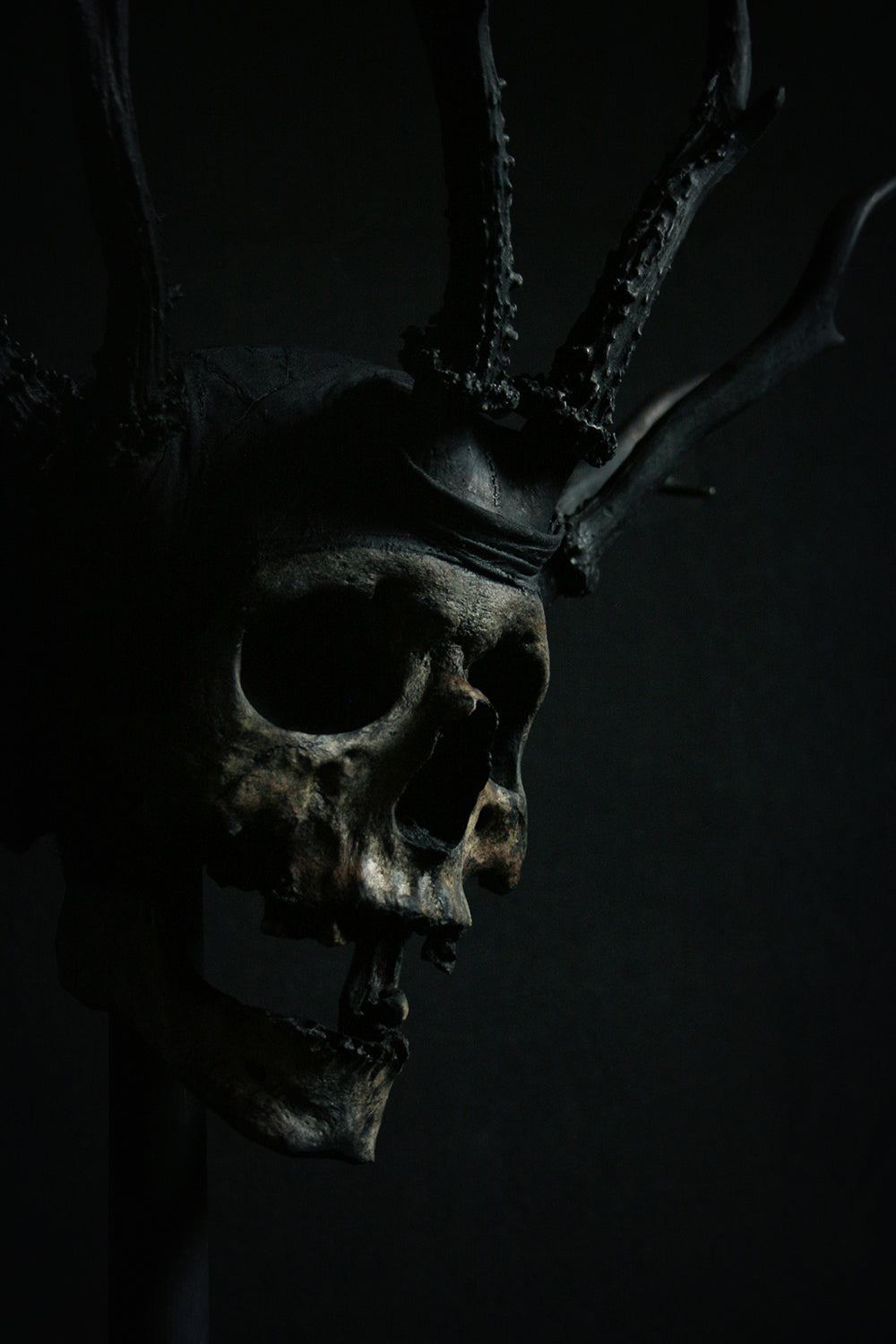 Skull mixed media sculpture "Shadow king Wrathr" - SCULPTURE