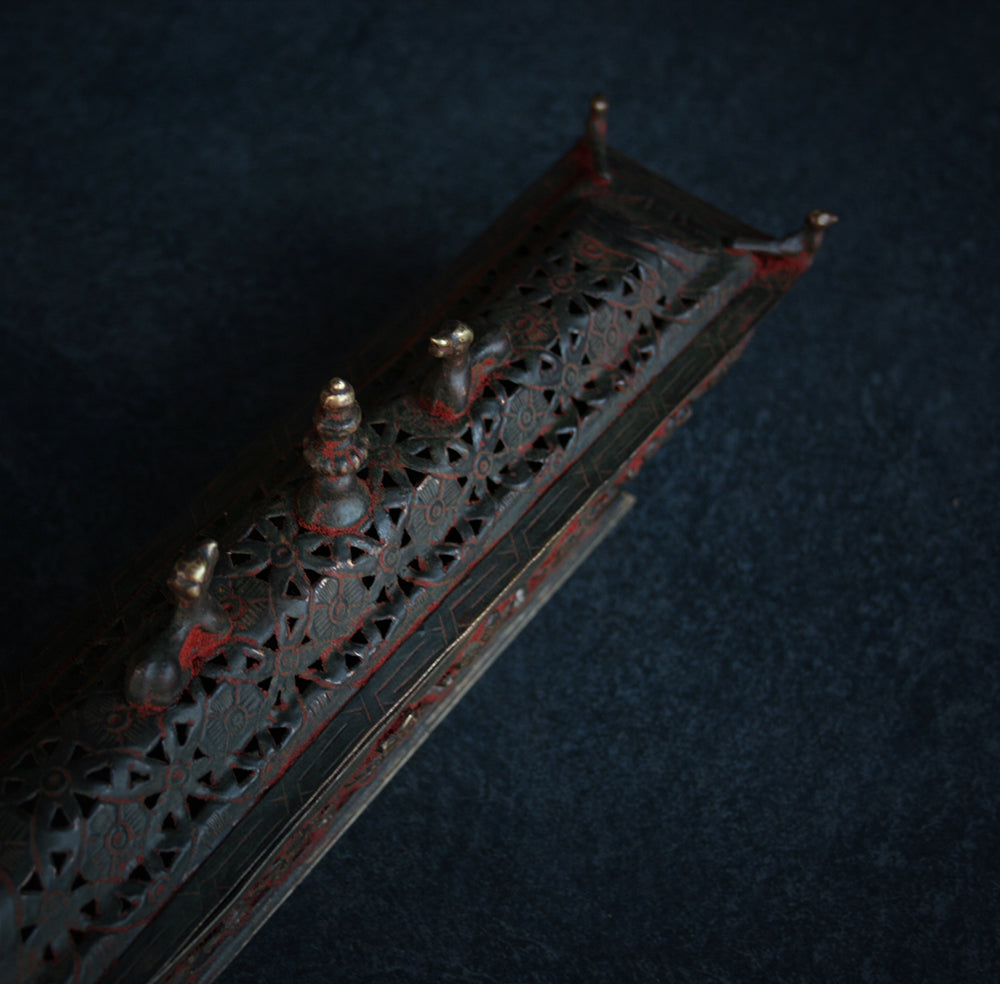 Long incense box burner, large version with antique finish - RITUAL ITEM