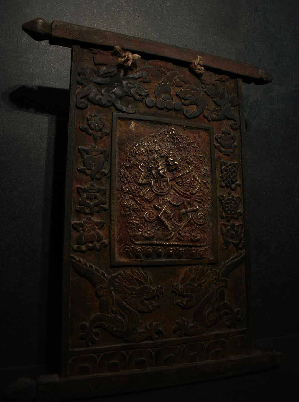 Citipati, Chitipati heavy wood and metal wall hanger, grand altar tablet DARK ver - RITUAL ITEM