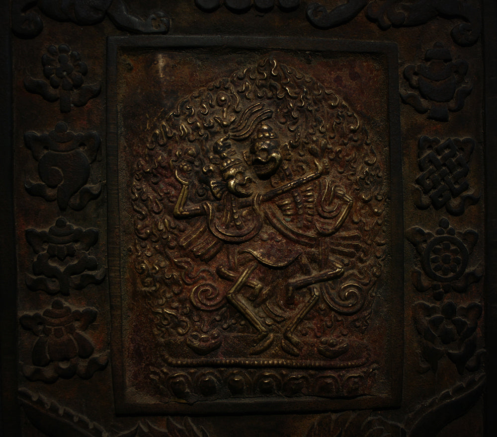 Citipati, Chitipati heavy wood and metal wall hanger, grand altar tablet DARK ver - RITUAL ITEM