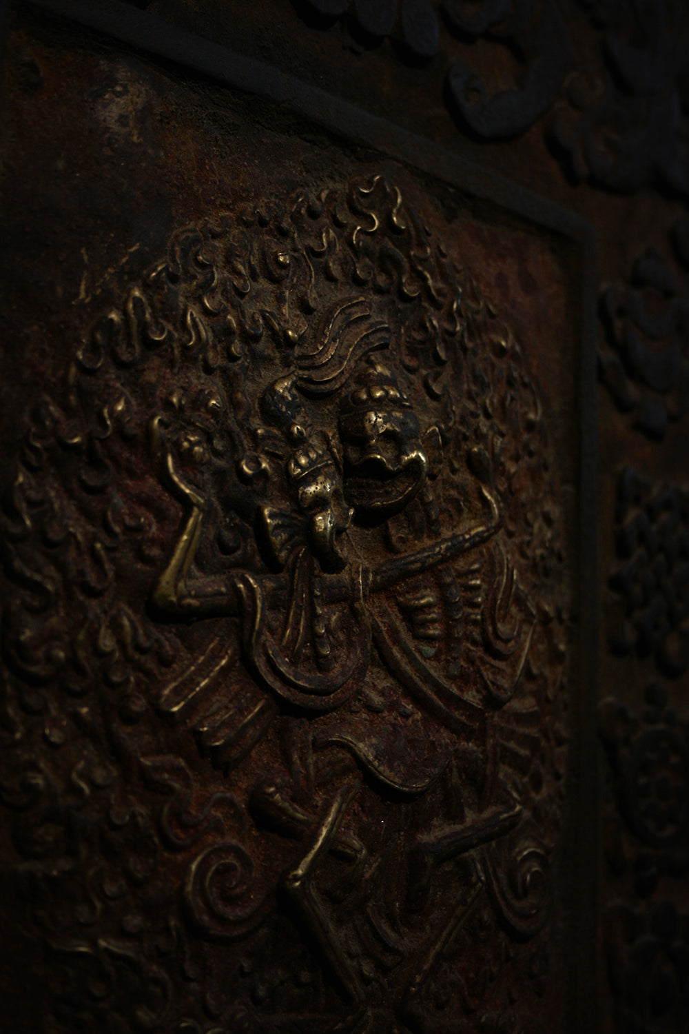 Citipati, Chitipati heavy wood and metal wall hanger, grand altar tablet DARK ver - RITUAL ITEM