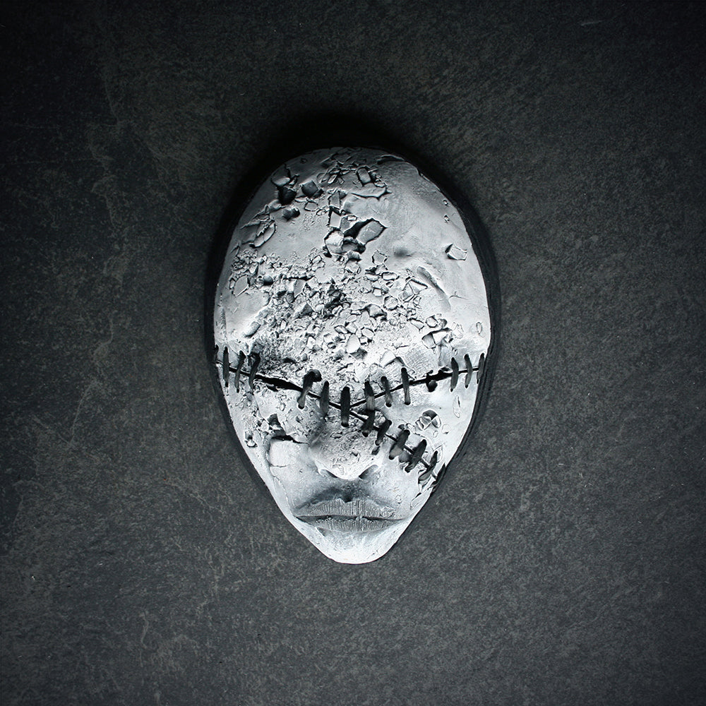 Ceramic sculpture mask "Stitched sideways" - SCULPTURE