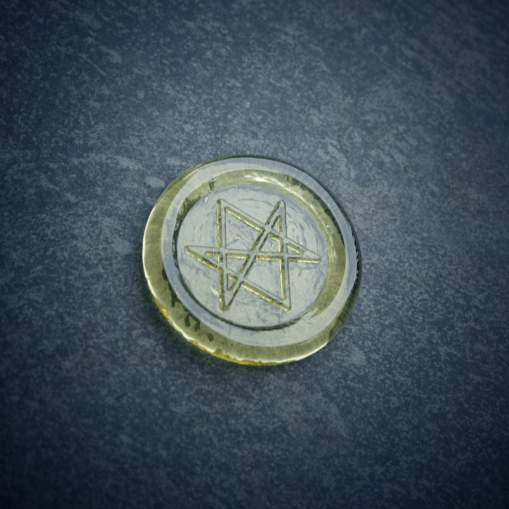 Glass sigil, Unicursal Hexagram Thelema - RITUAL ITEM