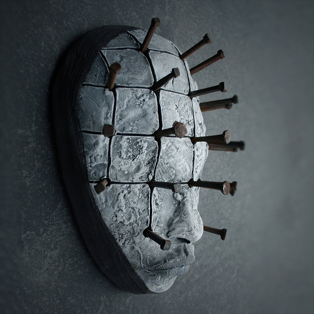 Ceramic sculpture mask "Nail-head" - SCULPTURE