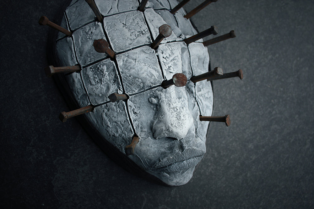 Ceramic sculpture mask "Nail-head" - SCULPTURE