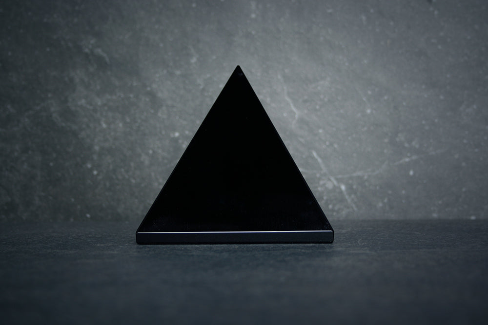 Black obsidian pyramid, carved black obsidian - RITUAL ITEM