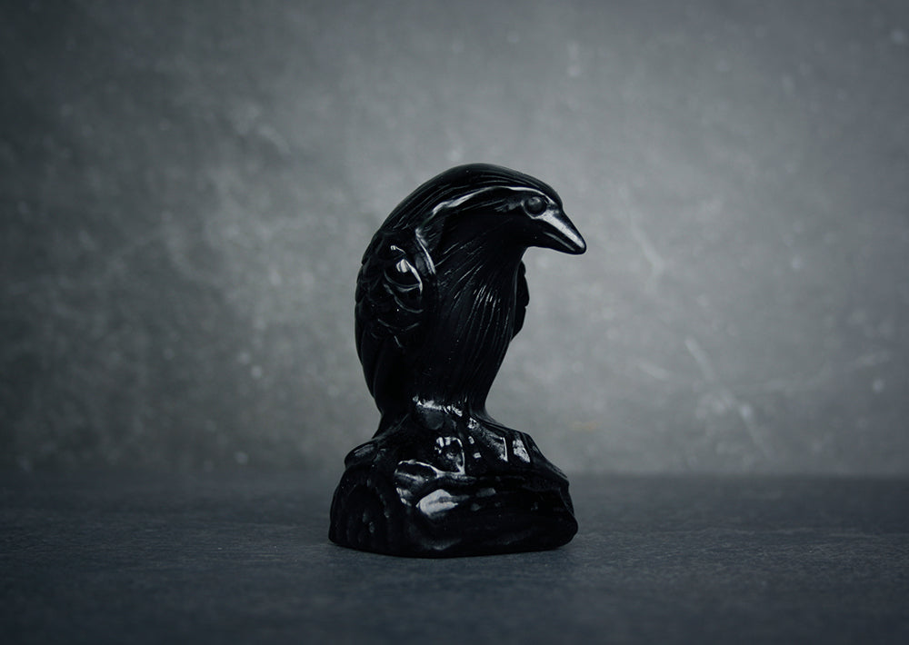 Raven, carved black obsidian - RITUAL ITEM