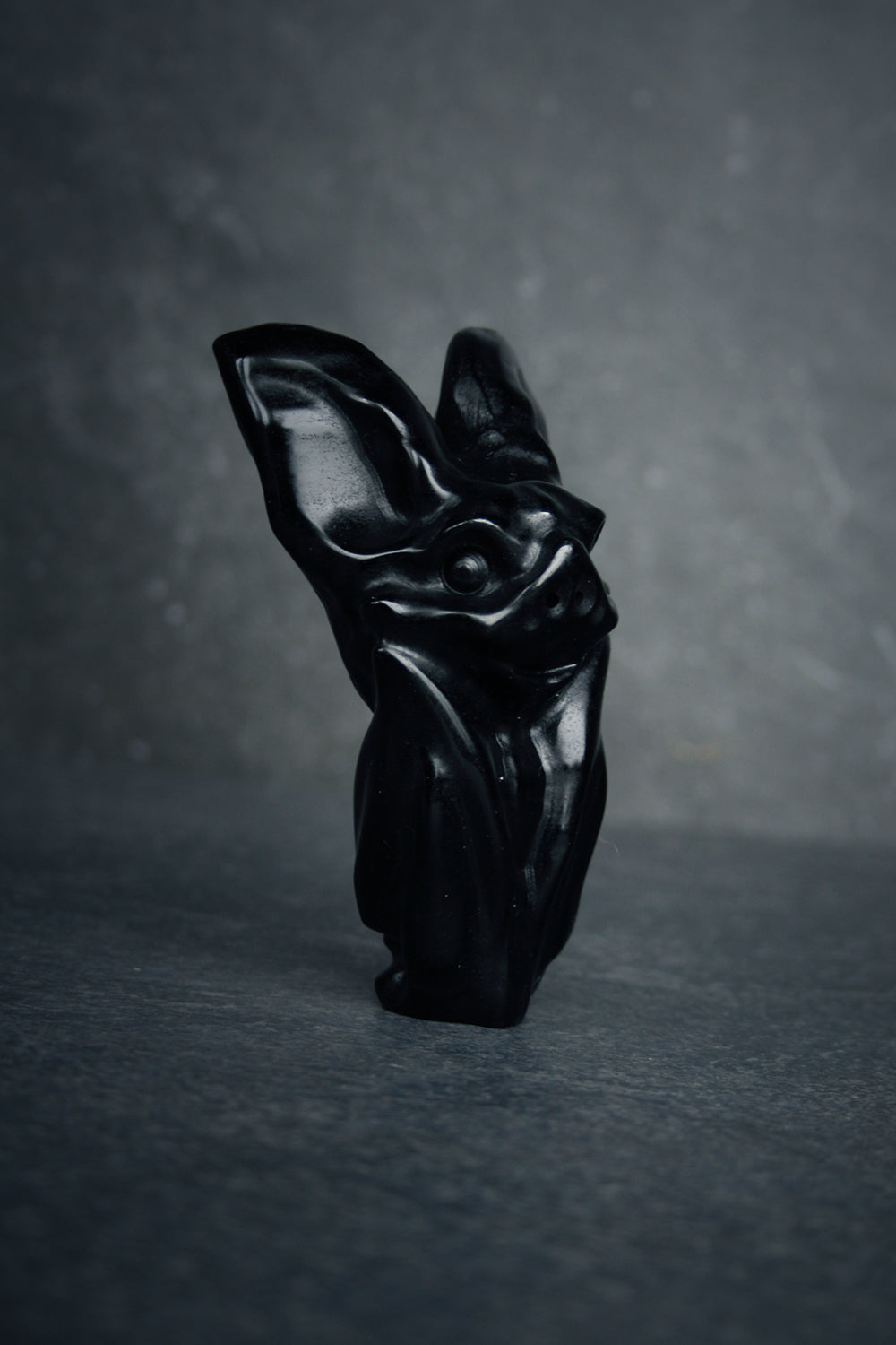 Bat, carved black obsidian - RITUAL ITEM