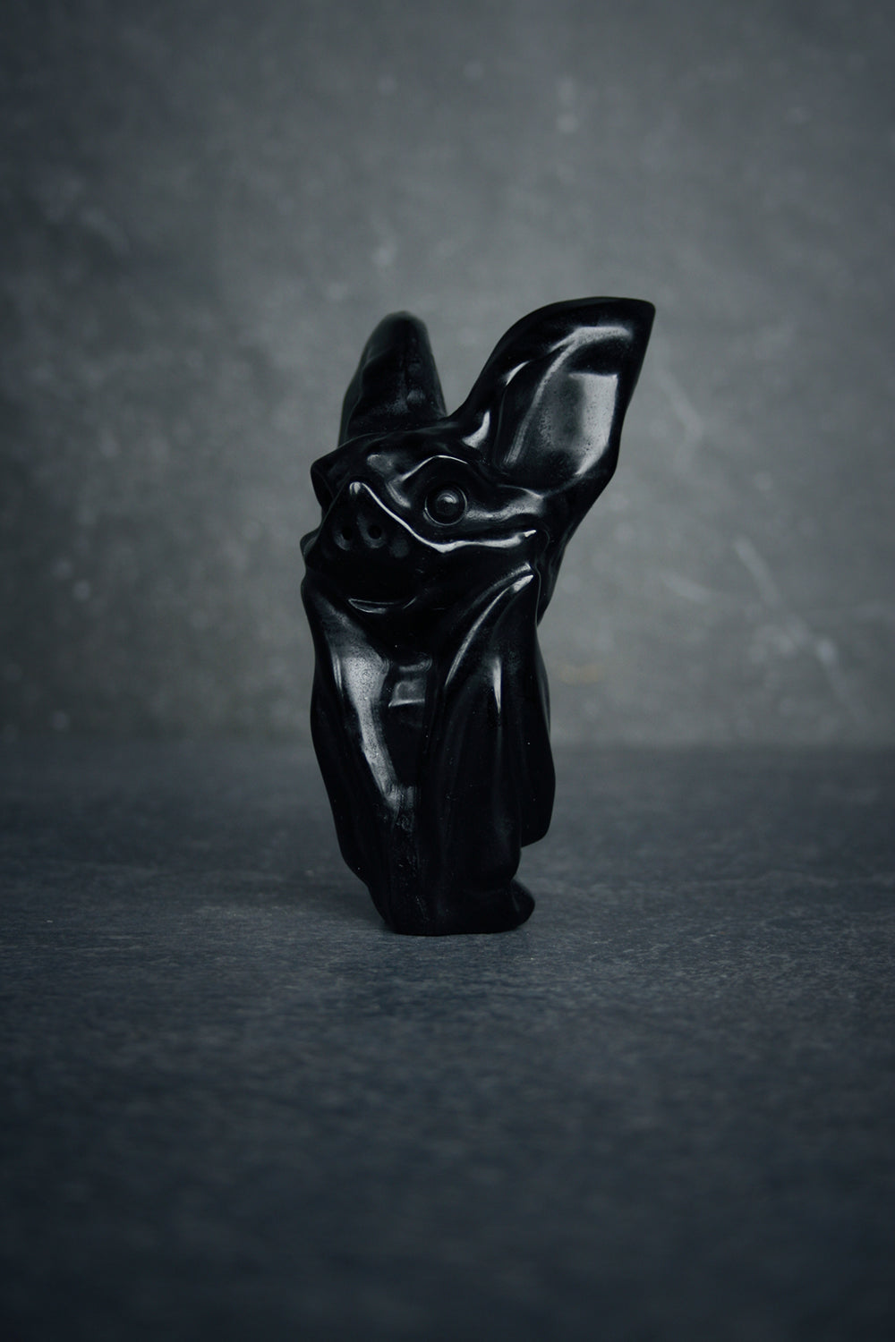 Bat, carved black obsidian - RITUAL ITEM