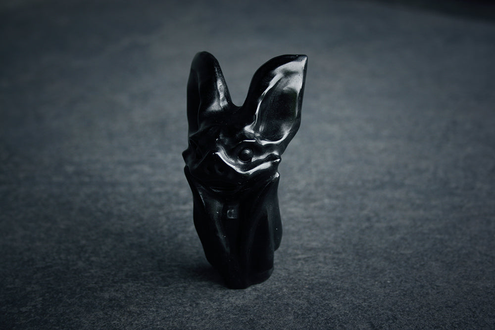 Bat, carved black obsidian - RITUAL ITEM