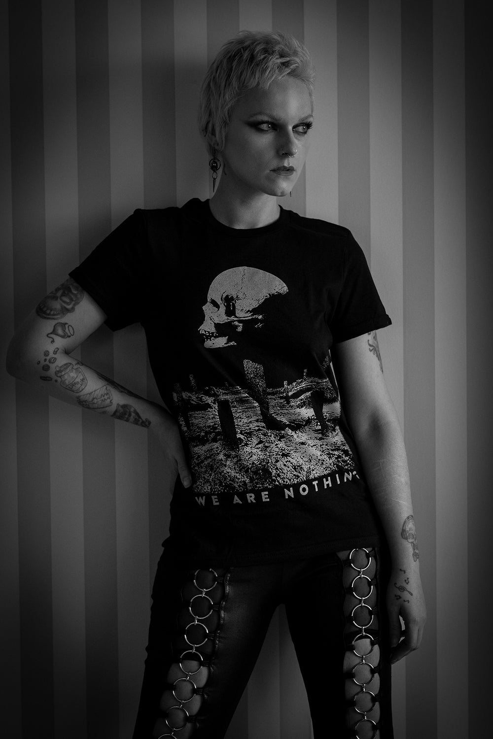 We are nothing, skull and endless universe - T-shirt female fitted