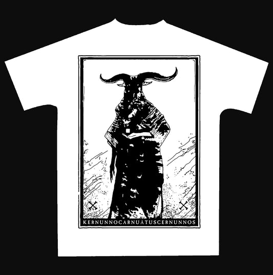 Horned God, Cernunnos, black print on white tee - T-shirt