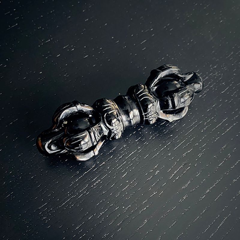 Vajra, dorje, magical ritual weapon carved in black obsidian - RITUAL ITEM