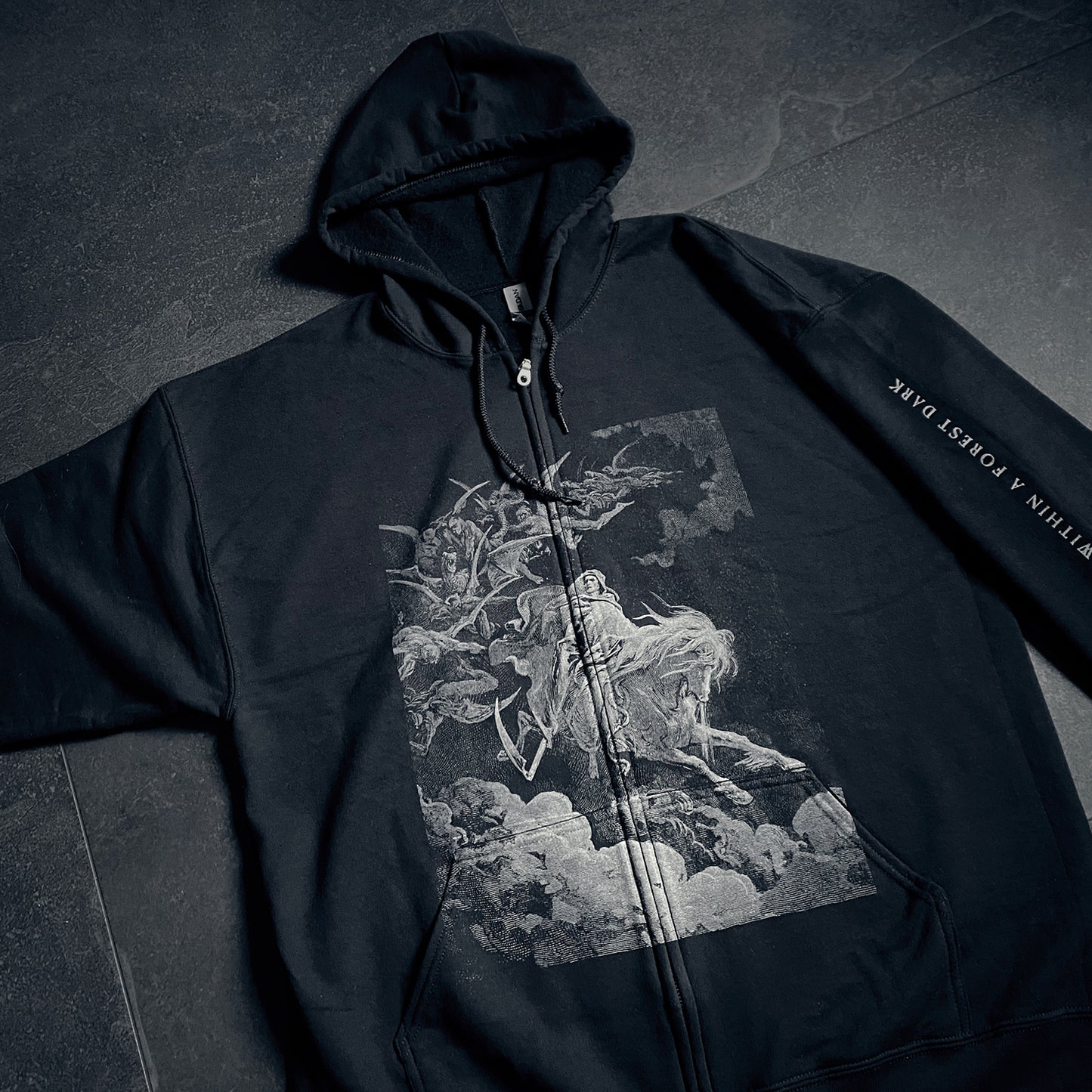 DEATH, Gustave Doré illustration zip-up hoodie - HOODIE