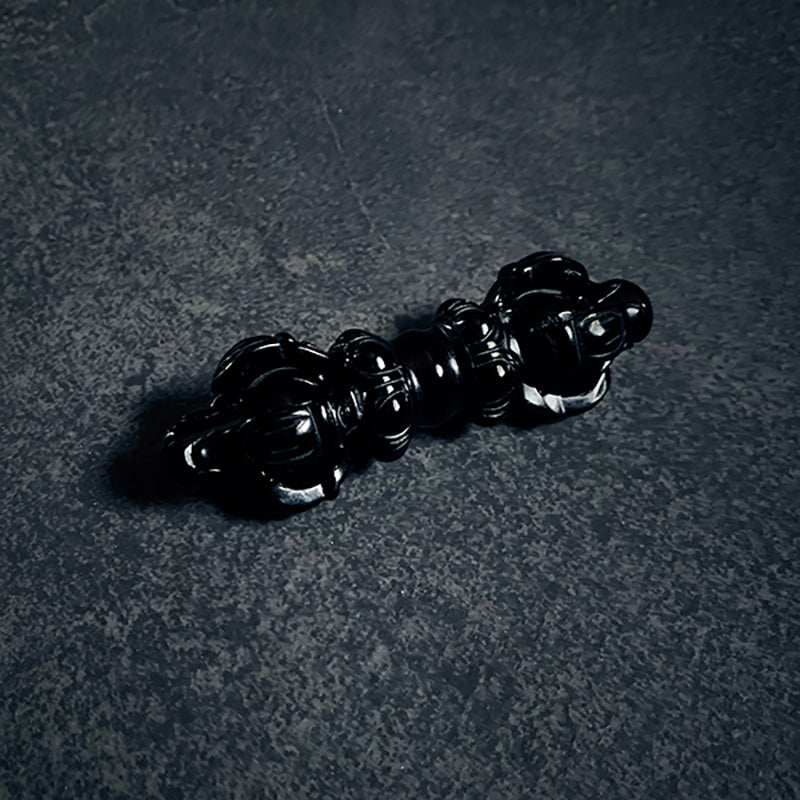 Vajra, dorje, magical ritual weapon carved in black obsidian - RITUAL ITEM