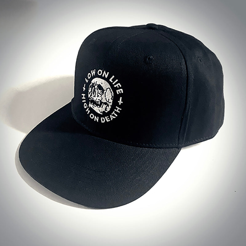 Low on life high on death, embroidered snapback hat, trucker cap - SNAPBACK HAT