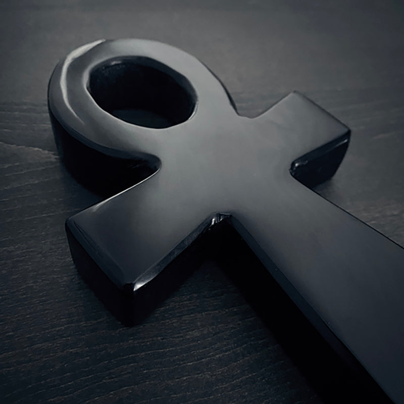 Ankh Cross, large version, carved black obsidian - RITUAL ITEM
