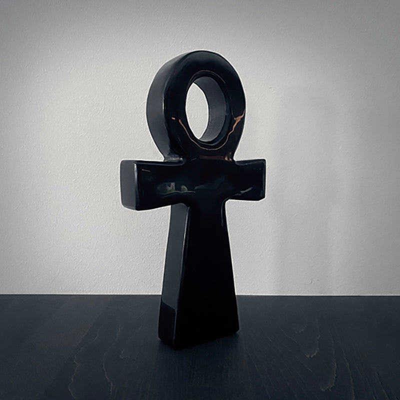 Ankh Cross, large version, carved black obsidian - RITUAL ITEM