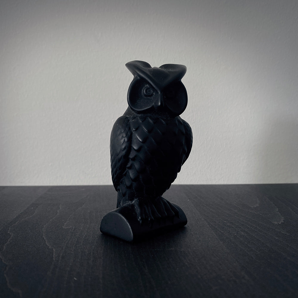 Owl, carved black obsidian - RITUAL ITEM