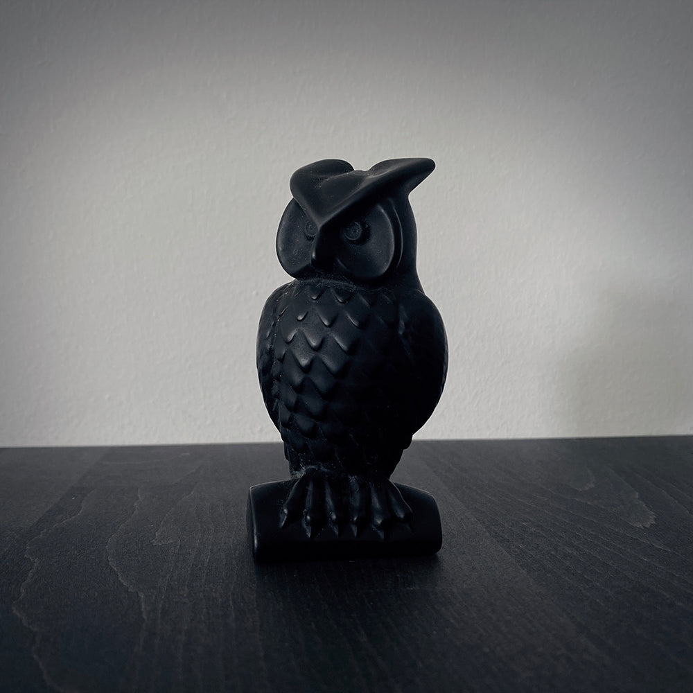 Owl, carved black obsidian - RITUAL ITEM