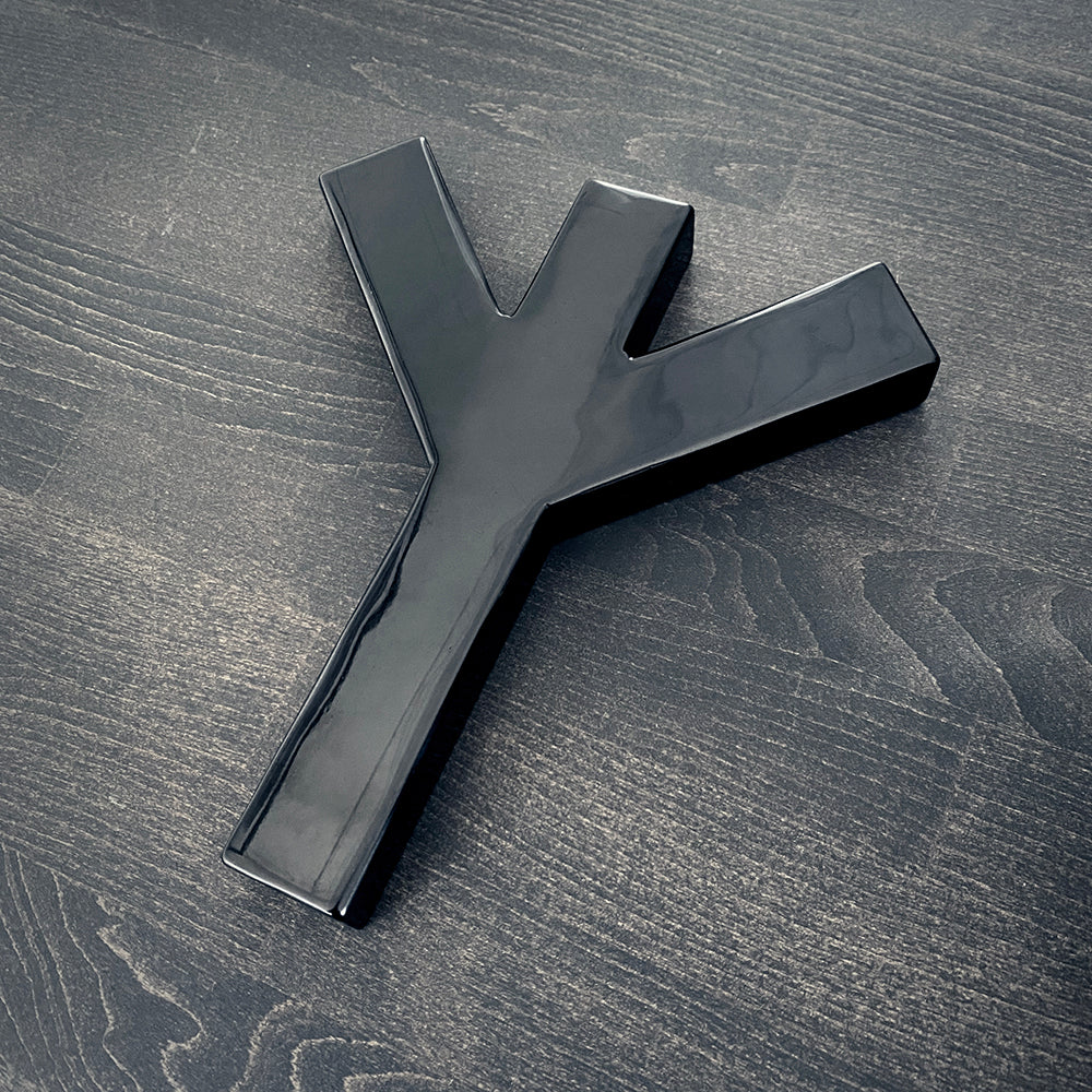Black Algiz, large altar version, carved black obsidian - RITUAL ITEM