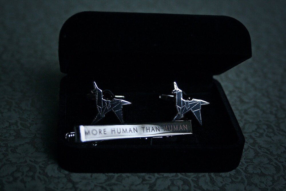 Origami unicorn cuff link, more human than human tie clip - gift box set!