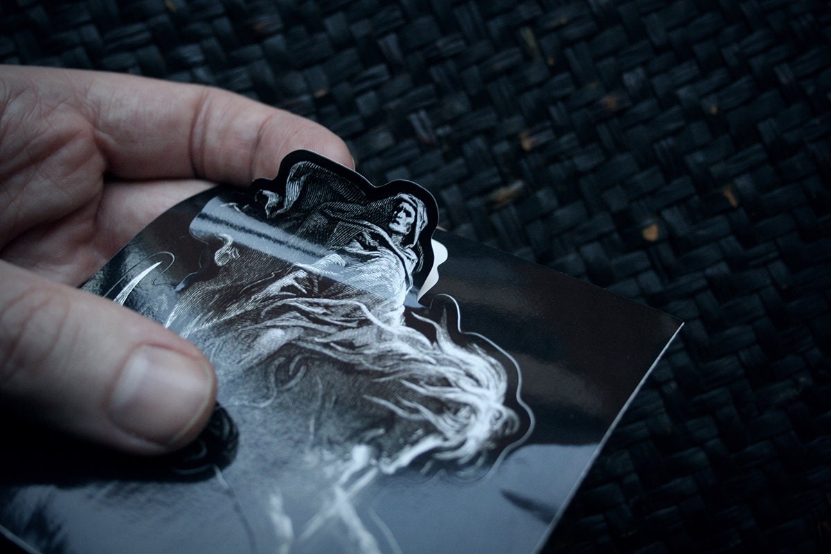 Death rides, Death by Doré - vinyl STICKER