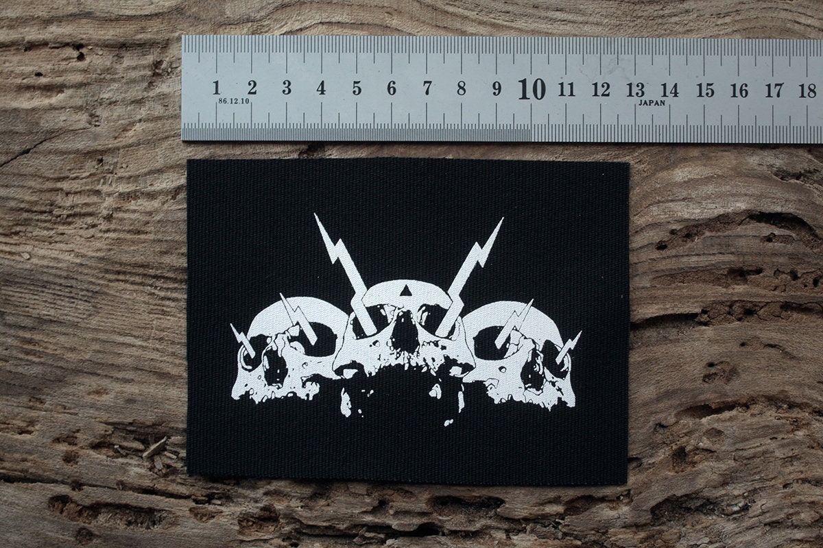 Skulls with lightning eyes - screen printed PATCH