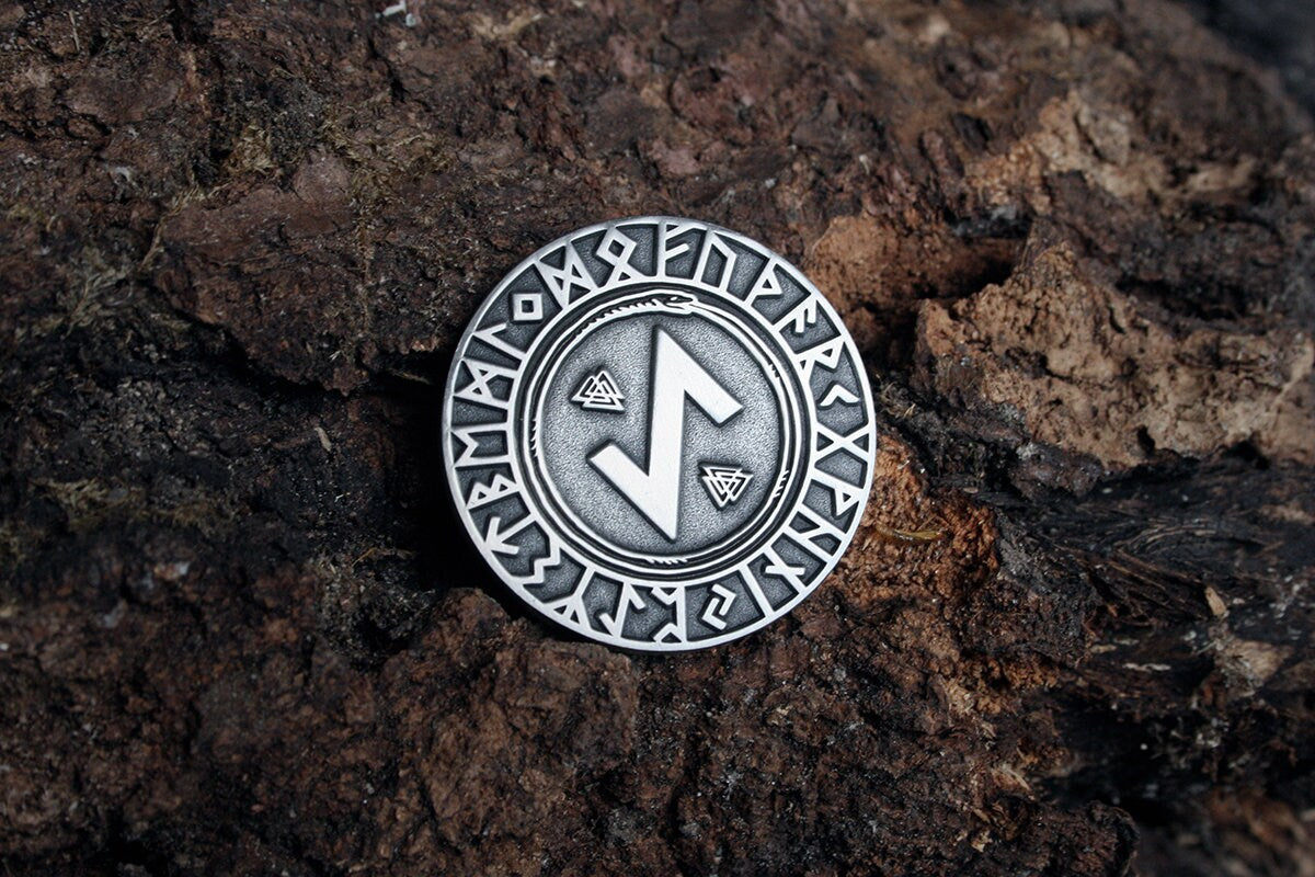 Elder futhark runes coin - collectible divination flip COIN