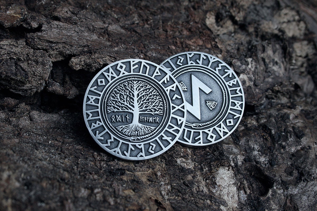 Elder futhark runes coin - collectible divination flip COIN