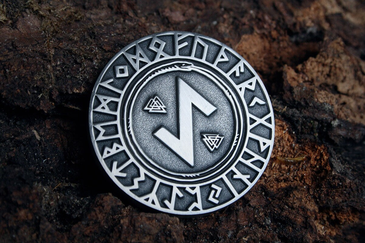 Elder futhark runes coin - collectible divination flip COIN