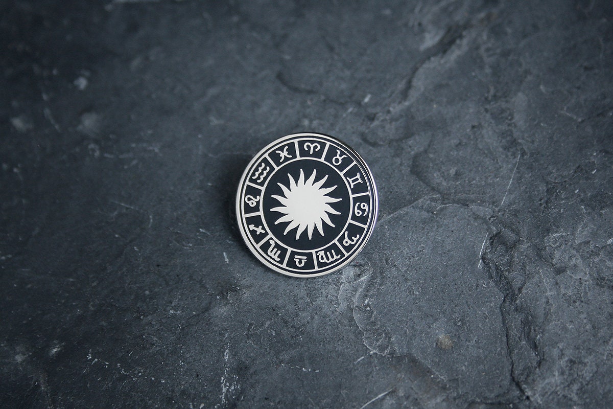 Zodiac signs circle, central sun - PIN