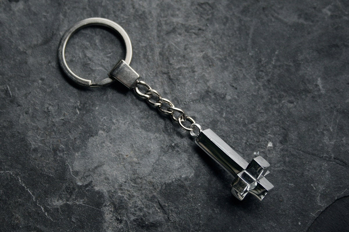 Up side down cross, 3D cross - KEYCHAIN