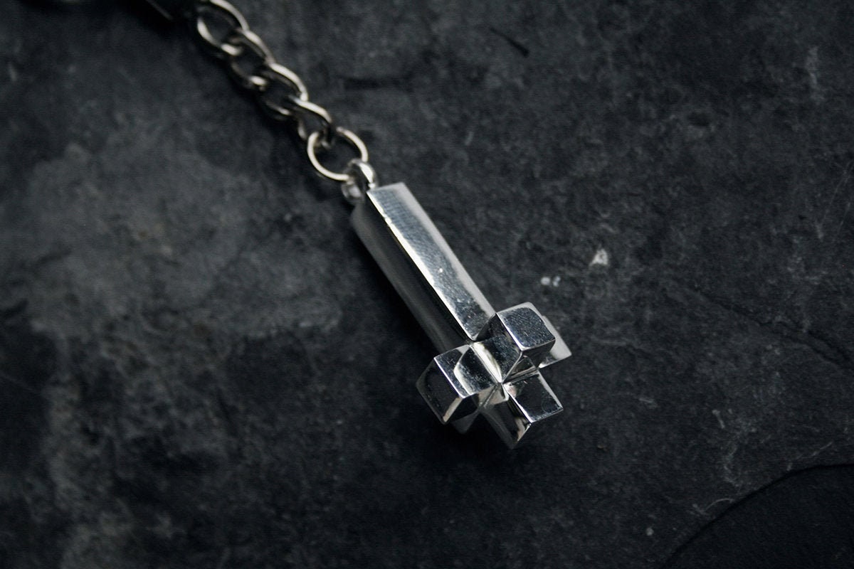Up side down cross, 3D cross - KEYCHAIN