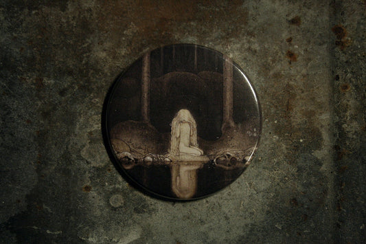 Princess Tuvstarr gazing down into the dark waters of the forest tarn by John Bauer - Fridge magnet