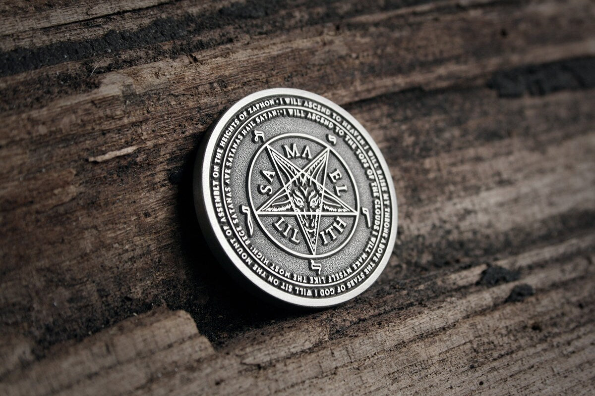 The great Baphomet coin, Seal of Baphomet / Pentagram, Samael and Lilith coin - collectible divination flip COIN