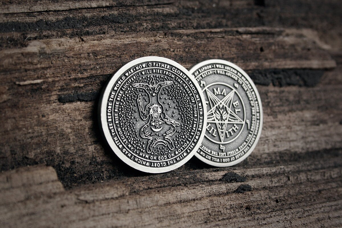 The great Baphomet coin, Seal of Baphomet / Pentagram, Samael and Lilith coin - collectible divination flip COIN