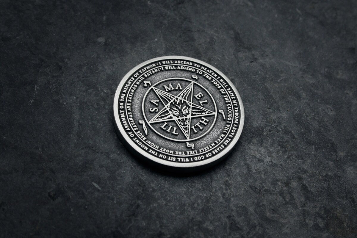 The great Baphomet coin, Seal of Baphomet / Pentagram, Samael and Lilith coin - collectible divination flip COIN