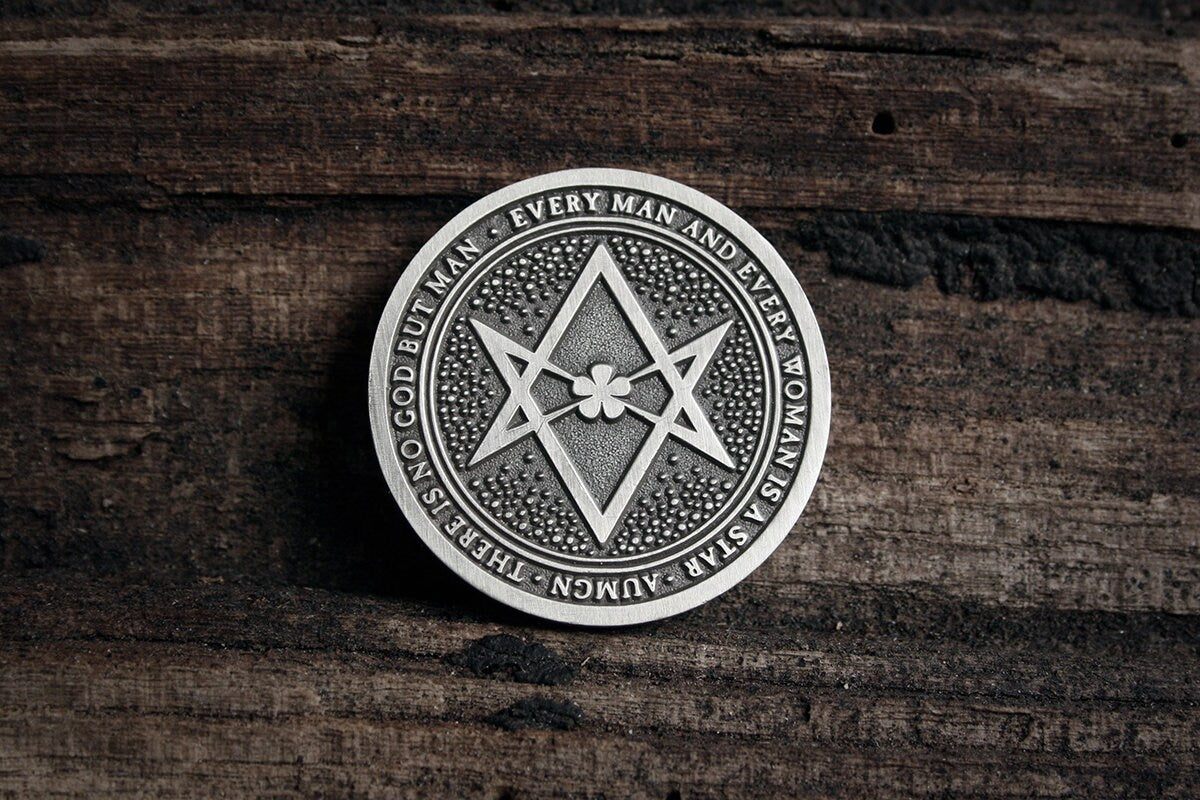 Thelema / Crowley, Seal of Babalon and Unicursal Hexagram, coin - collectible divination flip COIN