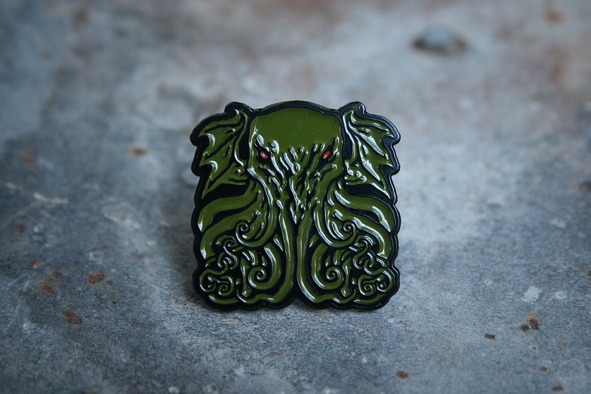 Cthulhu with tentacles and spread wings, great old one - PIN