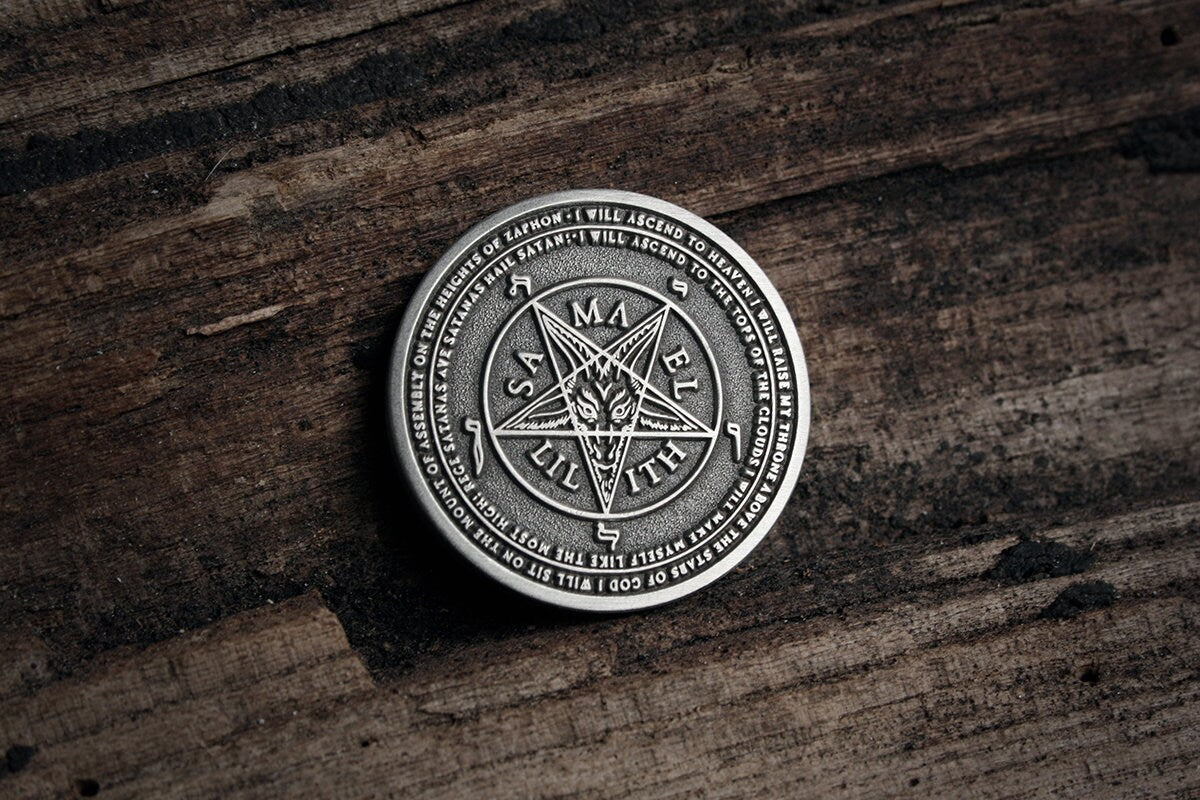 The great Baphomet coin, Seal of Baphomet / Pentagram, Samael and Lilith coin - collectible divination flip COIN