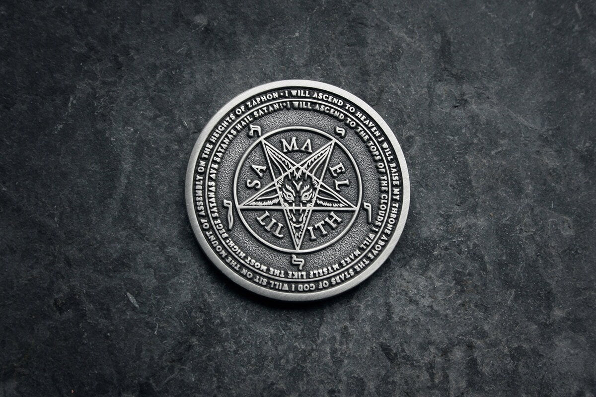 The great Baphomet coin, Seal of Baphomet / Pentagram, Samael and Lilith coin - collectible divination flip COIN