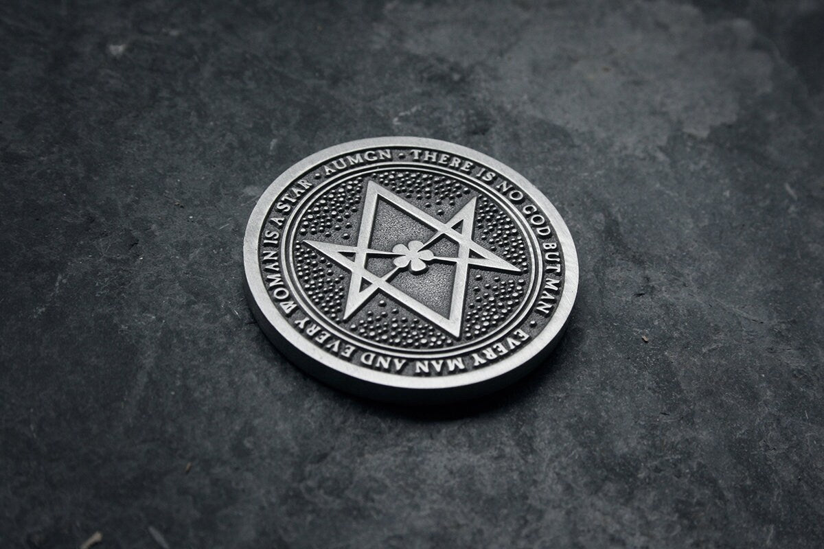 Thelema / Crowley, Seal of Babalon and Unicursal Hexagram, coin - collectible divination flip COIN