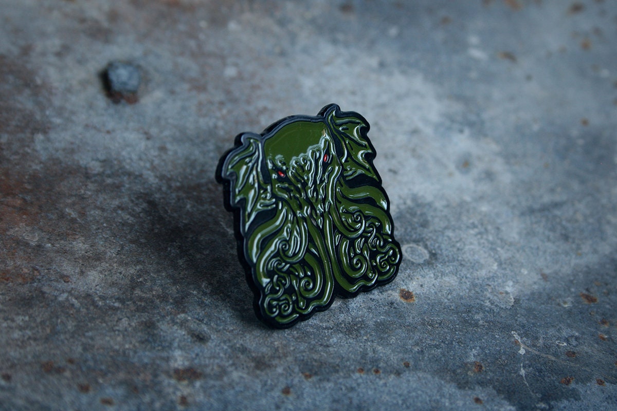 Cthulhu with tentacles and spread wings, great old one - PIN