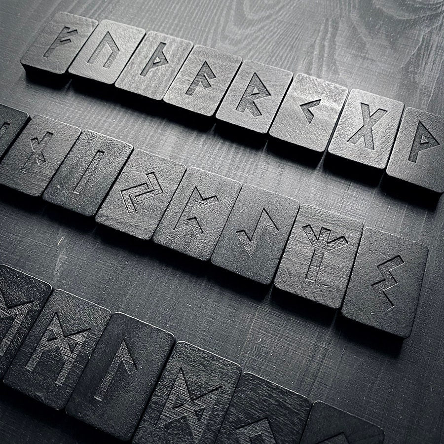 Shadow runes, Elder Futhark Rune wooden rune-set, divination tool - RUNE BRICK SET