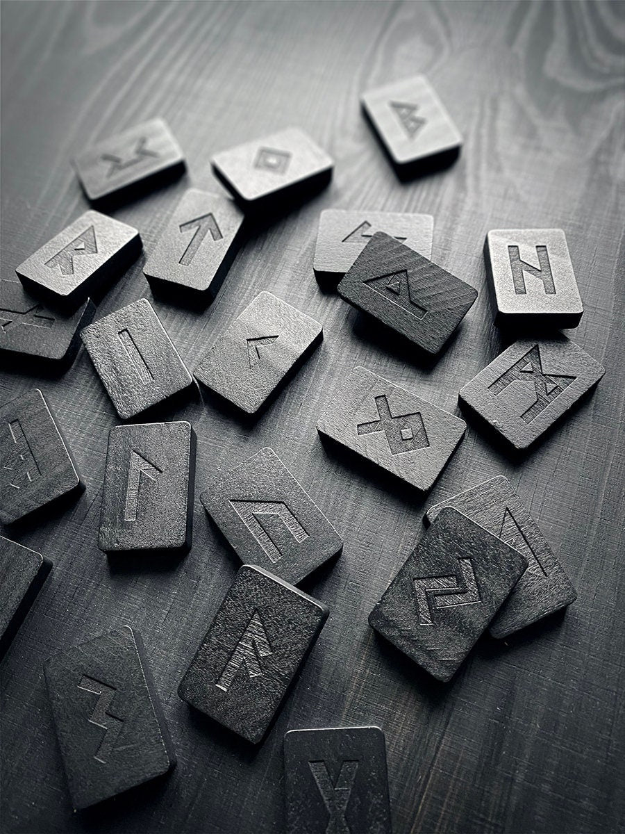 Shadow runes, Elder Futhark Rune wooden rune-set, divination tool - RUNE BRICK SET