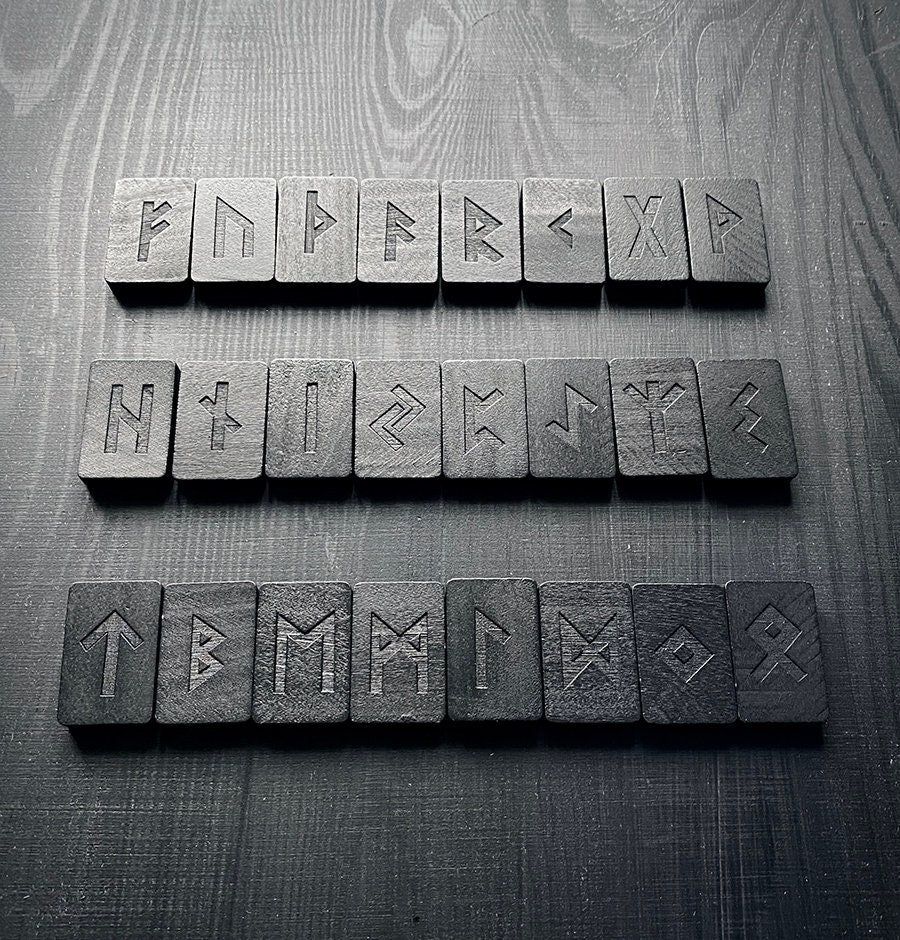 Shadow runes, Elder Futhark Rune wooden rune-set, divination tool - RUNE BRICK SET